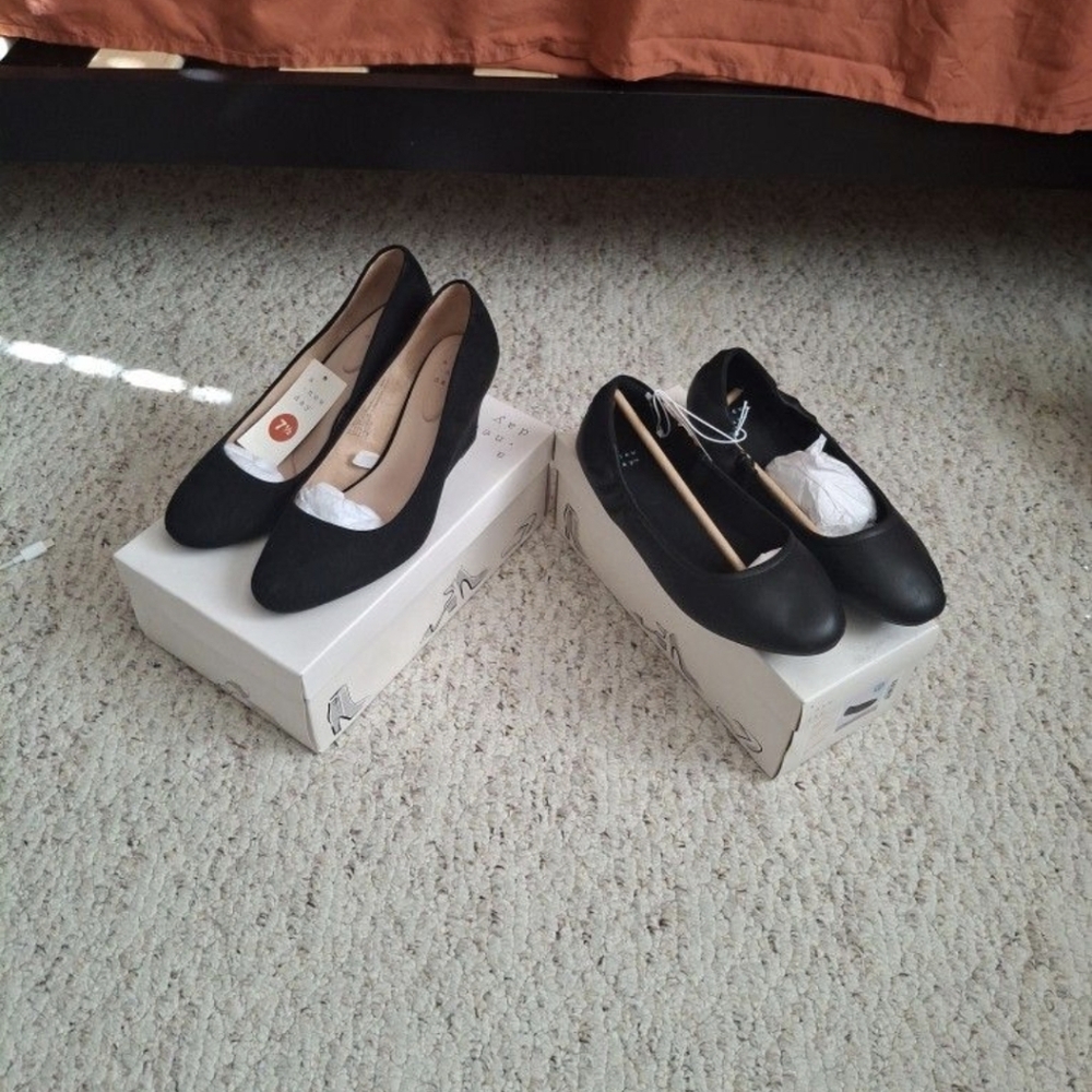 Black Slip On Flats And Wedges